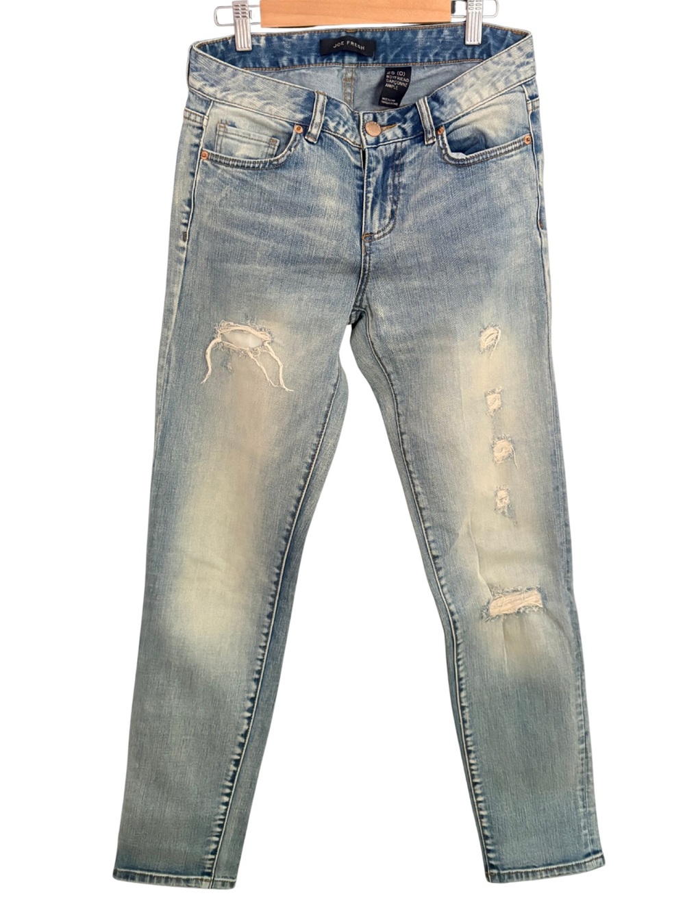Joe Fresh Size 25 Boyfriend Distressed Light Wash Jeans